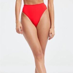 Good American Bright Poppy Red Sculpt Good Waist Bikini Bottoms Sz 0/XSmall NWT